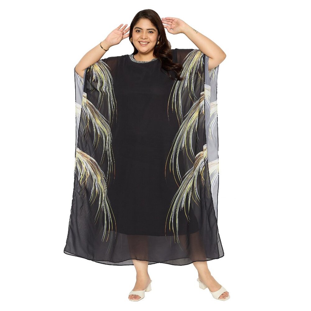 Casual Caftan Maxi Dress Printed Loungewear Moo Moos Party Cover Up for Women